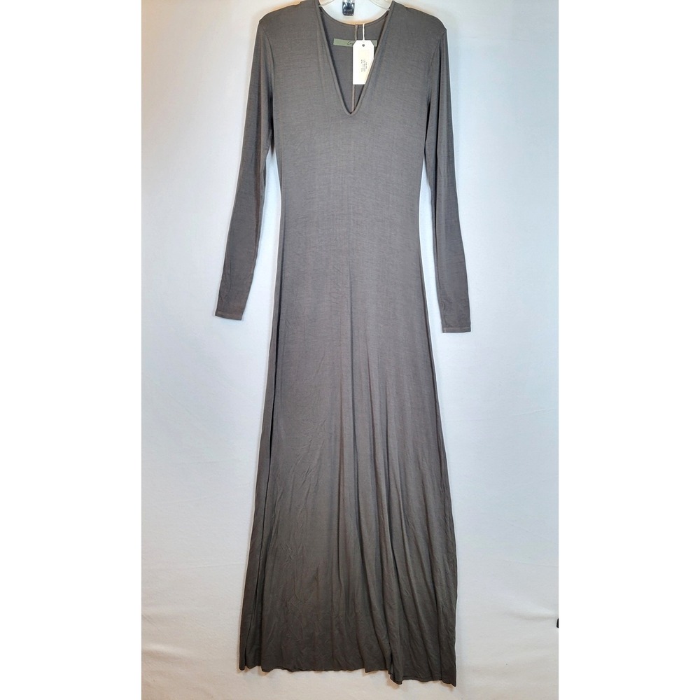Enza Costa Womens Jersey Long Sleeve Maxi Dress Size Medium Green Minimalist